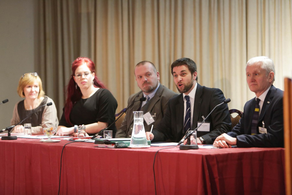 1st Panel Discussion : Dr Lorna Montgomery, Queen's university; Natasha Devon MBE; Paul Green AMH; Andrew Dawson, Head of Mental Health Policy Unit & Mental Capacity Bill Project, DHSSPS and David Babington AMH