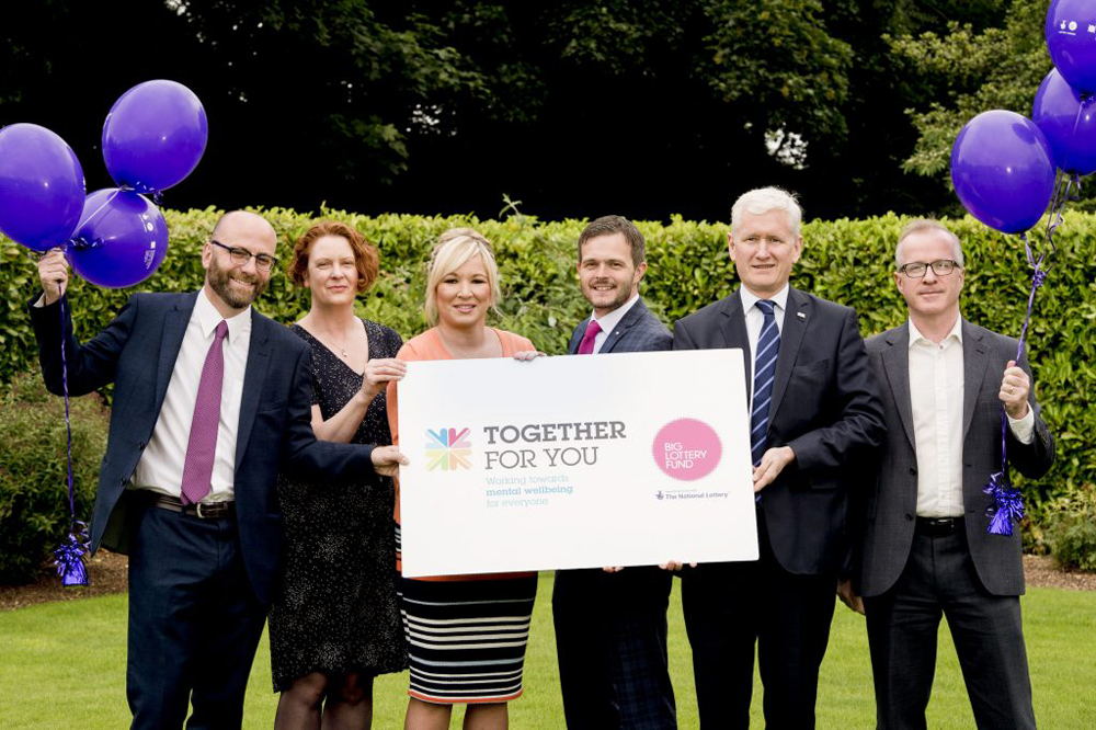 Discussing the findings of the Big Lottery Funded Together For You Project at their final conference were expert panel members Barry Turley, Iris Elliot, Mental Health Foundation, Minister of Health Michelle OÕNeill MLA, Robbie Butler MLA, Health Committee; David Babington, Action Mental Health, Gerry Lynch; Royal College of Psychiatrists NI.