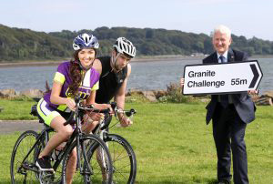 Press Eye - Action Mental Health - 30th August 2016 Photograph By Declan Roughan AMH Chief Executive David Babington, cyclist Row Quinn and Miss NI Emma Carswell.