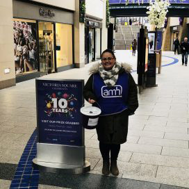 Emma helping out at a recent collection in Victoria Square.